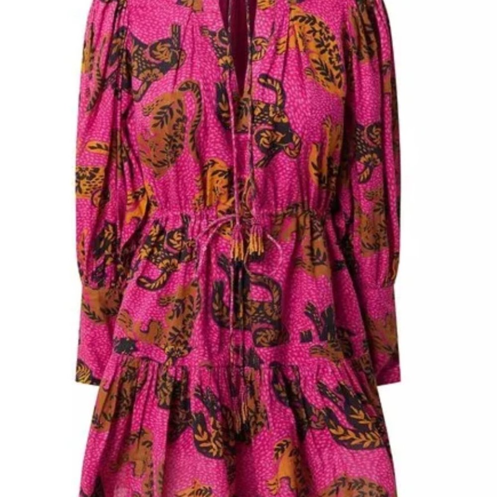 Farm Rio pink Wild Leopards mini dress NWOT XS